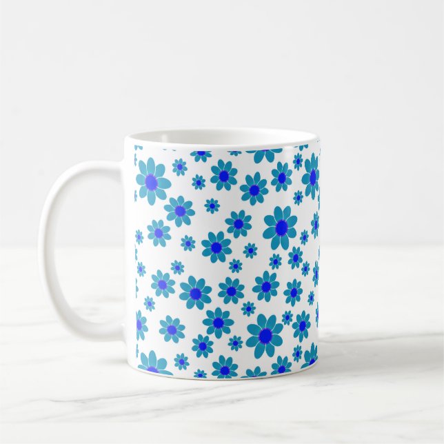 Mug Bleu | Floral Repeating Daisy Motif (Gauche)