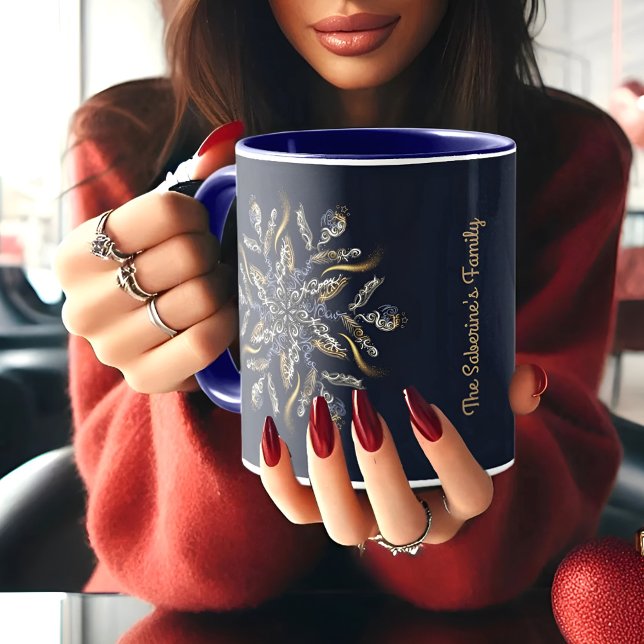 Mug Bleu foncé et or Étincelles de minuit Étoiles Nouv (Créateur téléchargé)