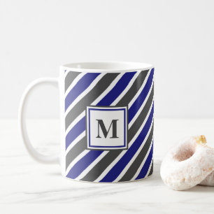 Mug Bleu foncé et rayures gris