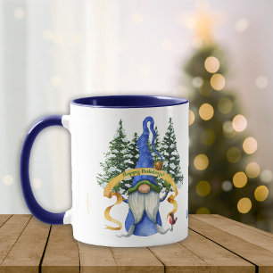 Mug Bleu Gnome voeux de vacances personnalisées