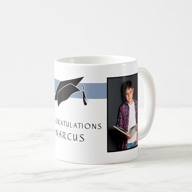 Mug Bleu Graduate Félicitations Photo Graduation (Devant droit)