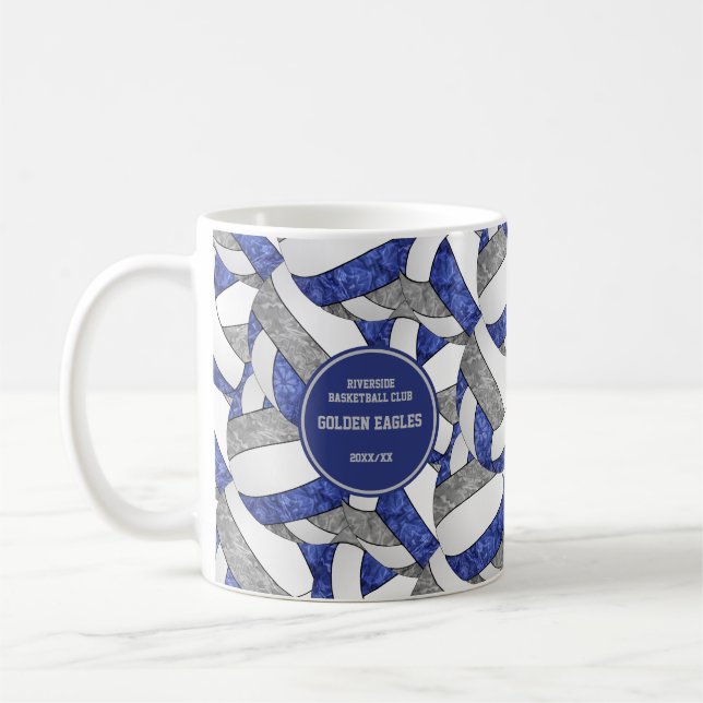 Mug bleu gris équipe couleurs volleyball entraîneur ca (Gauche)