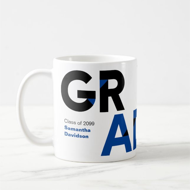 Mug Bleu Gros Gras Lettres Angle-Coupe Graduation (Gauche)