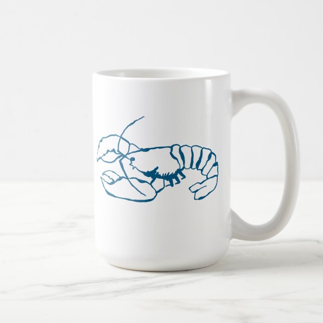 Mug Bleu Homard Mer Animal Simple Plan Dessin (Droite)