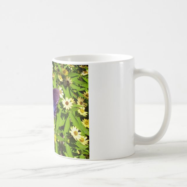Mug Bleu iridescent pourpre avec des ailes de papillon (Droite)