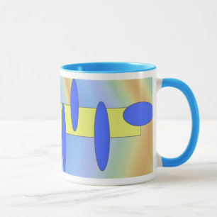 Mug bleu jaune abstrait