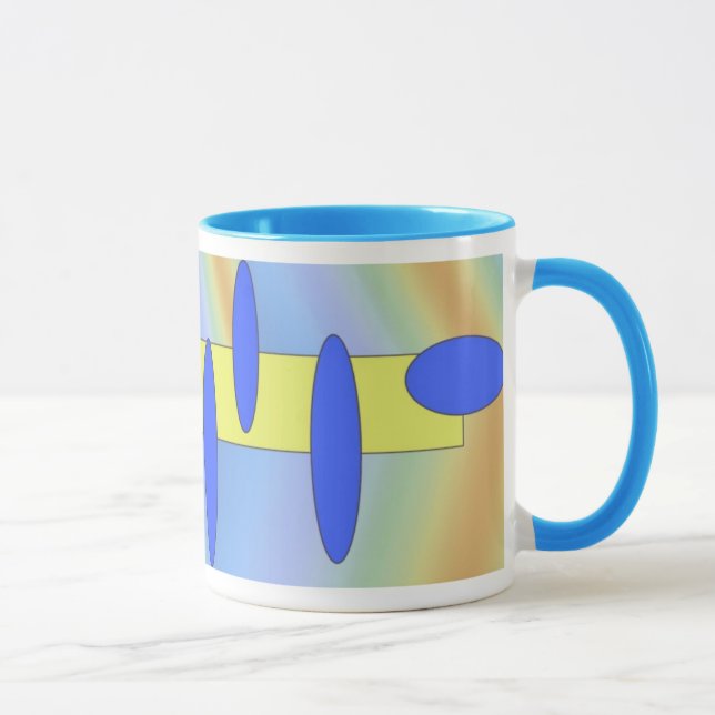 Mug bleu jaune abstrait (Droite)