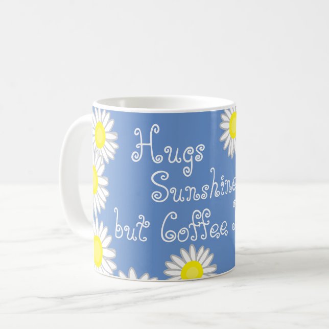 Mug Bleu Jaune et Blanc Fun Daisy Dit (Devant gauche)