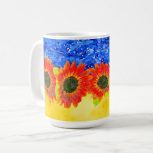 Mug Bleu Jaune Tournesol Ukraine thème
