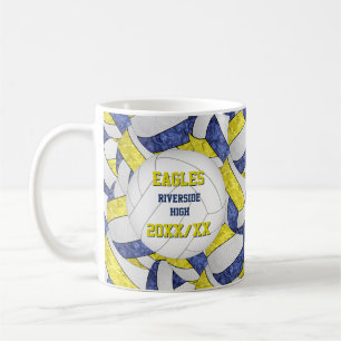 Mug bleu jaune volleyball équipe couleurs entraîneur m
