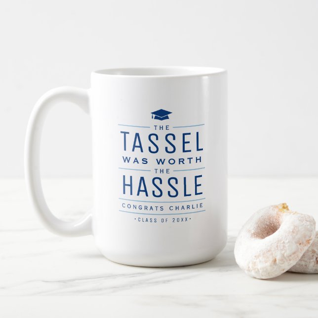 Mug Bleu le goût valait la peine Graduation (Avec donut)