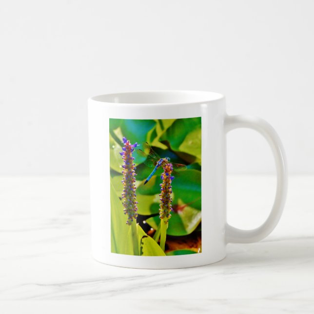 Mug Bleu libellule et fleurs (Droite)