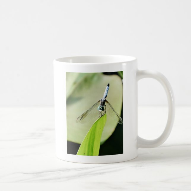 Mug Bleu libellule sur une feuille verte (Droite)