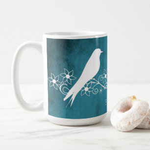 Mug Bleu Lovebirds Vin floral Bouge de café personnali