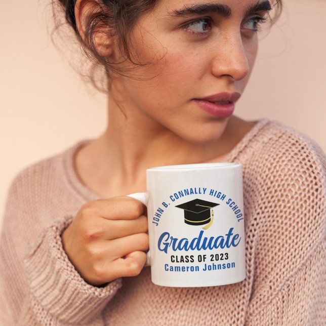 Mug Bleu Lycée Diplômé sur mesure 2023 Graduation (Créateur téléchargé)