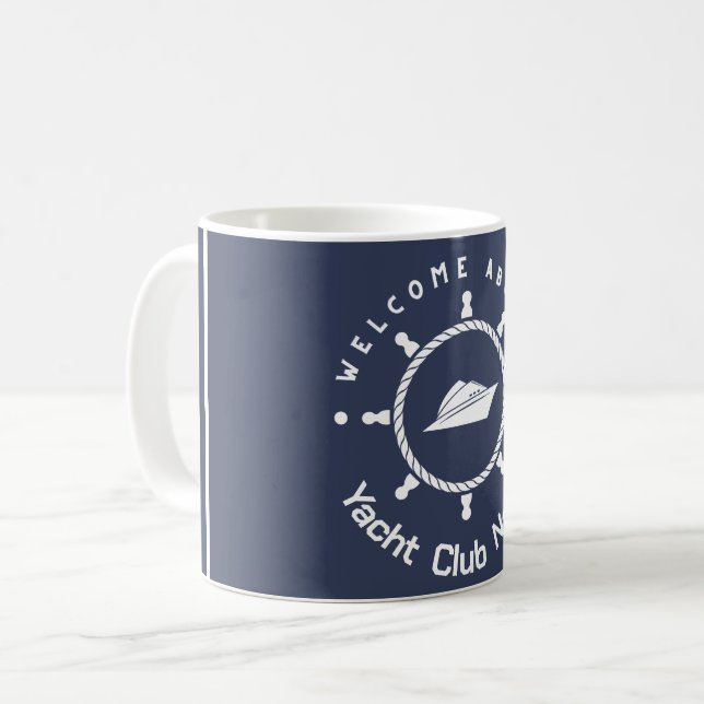 Mug Bleu Marine Ancre nautique club bateau marina (Devant gauche)
