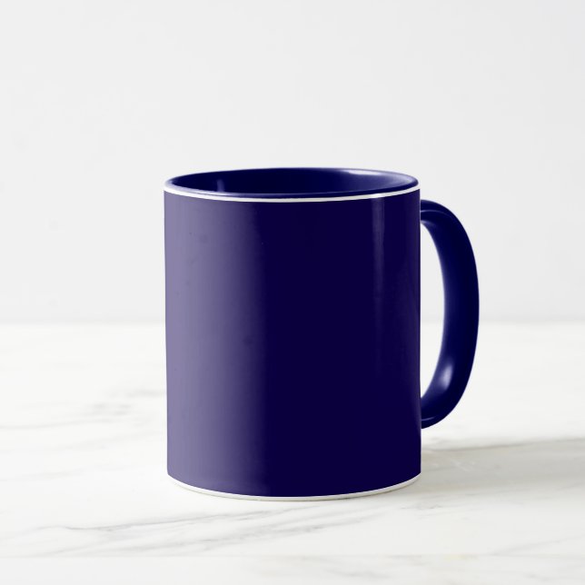 Mug bleu marine avec garniture bleu marine, (Devant droit)