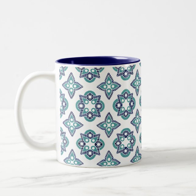 Mug bleu marine et design turquoise (Gauche)