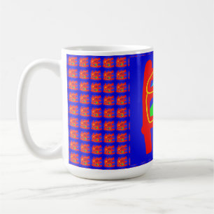 Mug bleu marine et rouge abstient motif brun brillant