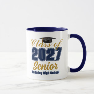 Mug Bleu marine or Class of 2027 Personnalisé