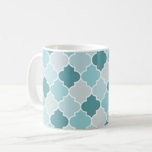 Mug Bleu Marocain Trellis, Lattes, Quatrefoil