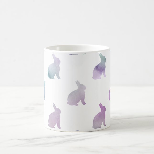 Mug Bleu mauve pastel Aquarelle Bunny Arrière - plan (Centre)