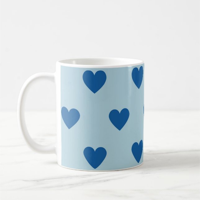 Mug Bleu mignon simple Motif de coeur (Gauche)