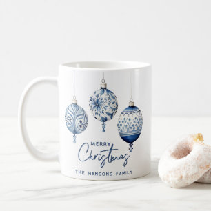 Mug Bleu Moderne Style nordique Ornements Joyeux Noël