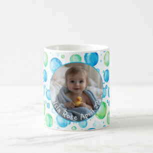Mug Bleu moderne, Vert, Blanc C557 Photo simple bébé