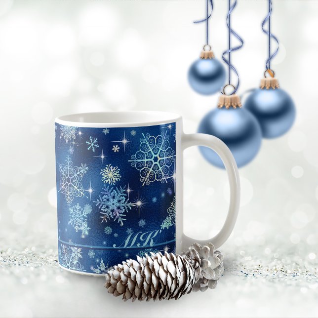 Mug Bleu Motif des flocons les plus beaux ID846 (Créateur téléchargé)