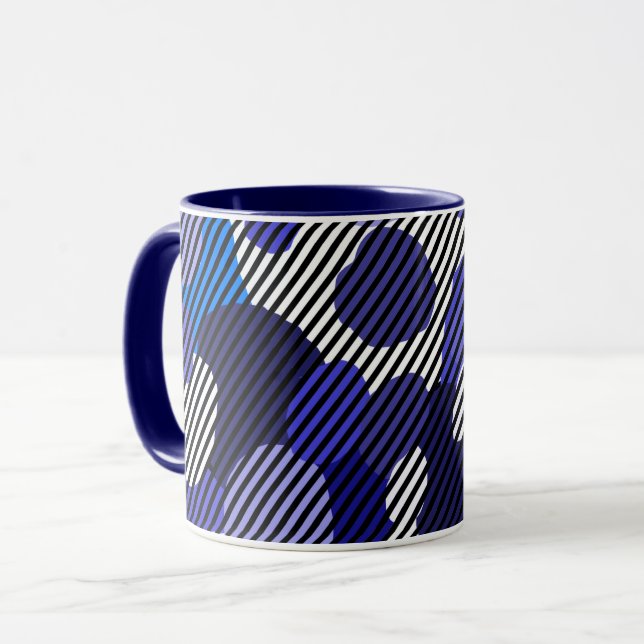 Mug Bleu motif géométrique (Devant gauche)