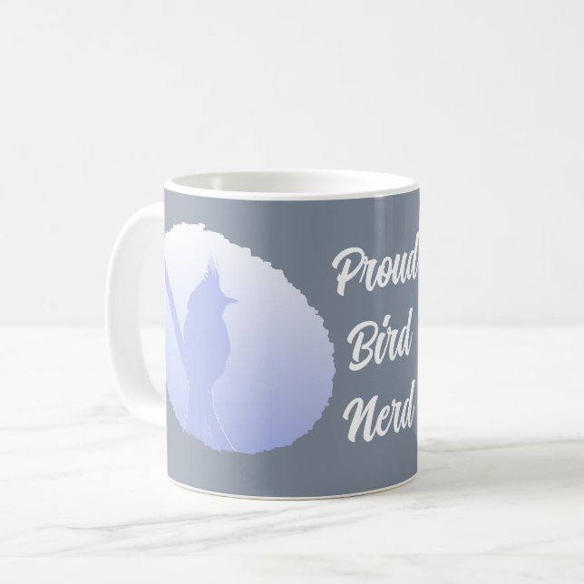 Mug Bleu Nature Silhouette Fier Oiseau Nerd (Devant gauche)