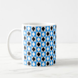 Mug Bleu noir blanc géométrique Rhombus Diamant