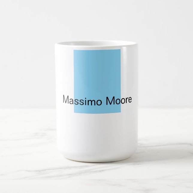 Mug Bleu Noir Blanc Simple Élégant Nom Personnel (Centre)
