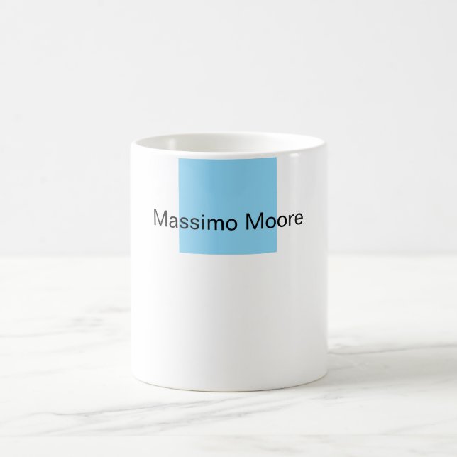 Mug Bleu Noir Blanc Simple Élégant Nom Personnel (Centre)