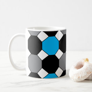 Mug Bleu Noir Gris Géométrique
