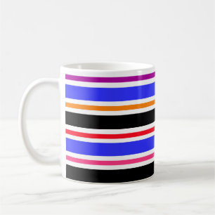 Mug Bleu Noir Multi-couleurs Couleurs Rayures