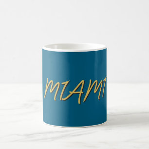 Mug Bleu océan couleur or Miami texte professionnel