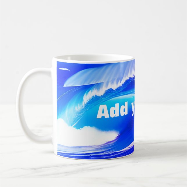 Mug Bleu océan vagues ajouter votre texte rose eau ai  (Gauche)