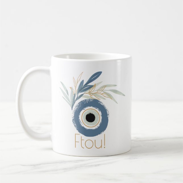 Mug Bleu oeil abstrait mal avec aimant feuille classiq (Gauche)