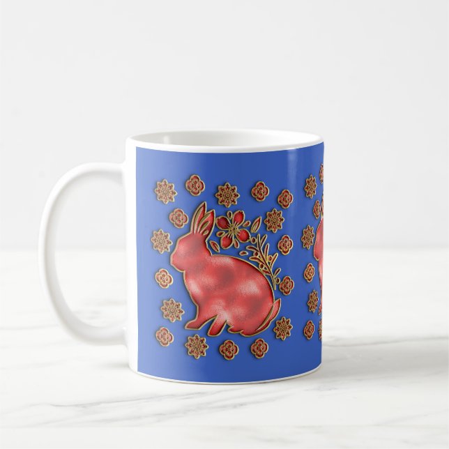 Mug Bleu Or Année Du Lapin Nouvel An Chinois (Gauche)