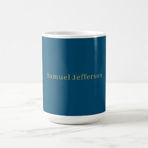 Mug Bleu Or Professionnel Nom Minimaliste Tendance