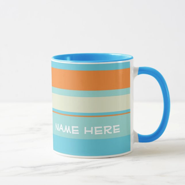 Mug Bleu/orange avec nom (Droite)