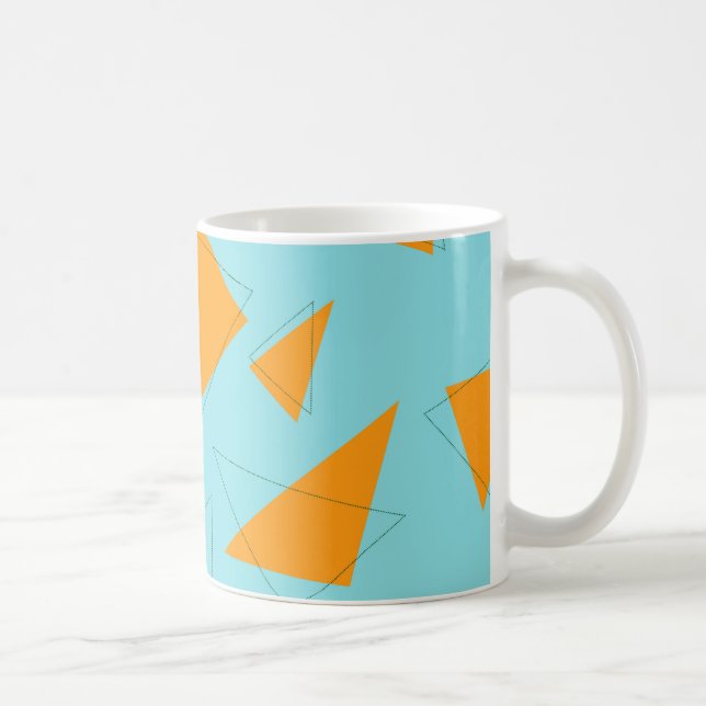 Mug Bleu, orange, cool, tendance, moderne triangle mot (Droite)