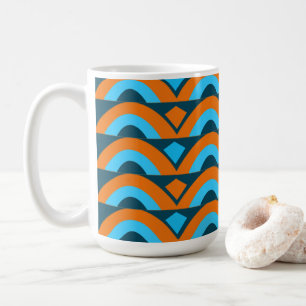 Mug Bleu orange demi-cercle diamant géométrique