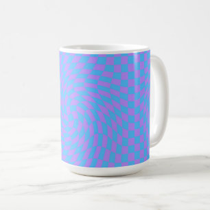 Mug Bleu pâle & Lavande Wavavender À damiers Motif