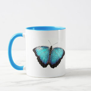 Mug Bleu Papillon Nature Art, Belle Photo Illustration