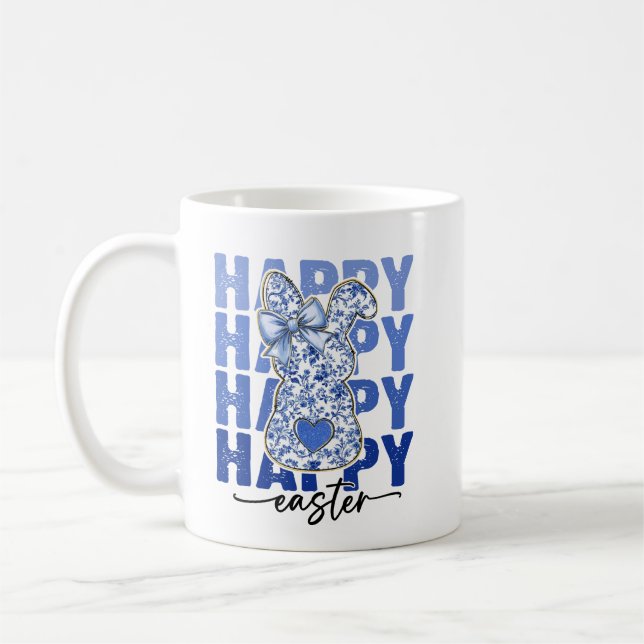 Mug Bleu Parties scintillant Florale Lapin de Pâques C (Gauche)