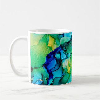 Mug BLEU PERSIEN, vert chartreuse. Très beau art