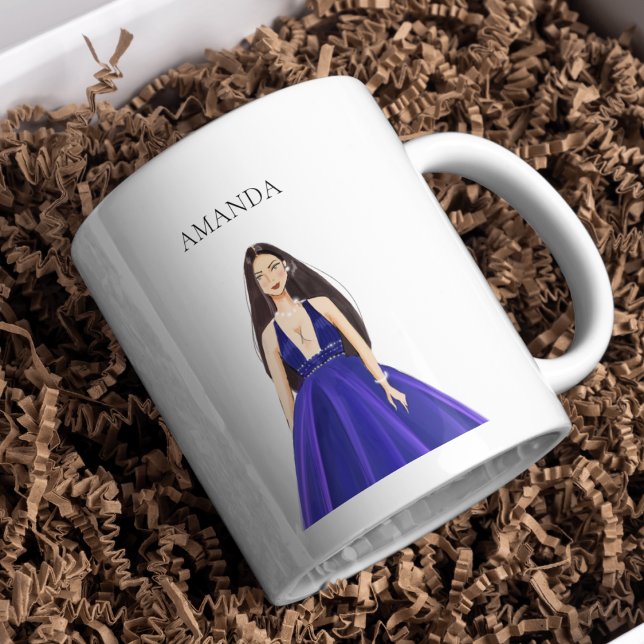Mug Bleu personnalisé, dessin fille (Créateur téléchargé)